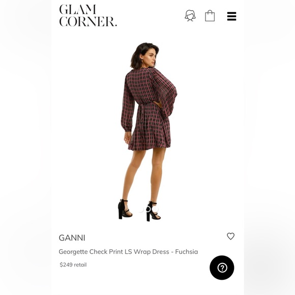 GANNI Women’s Designer Wrap Dress
Georgette Check Print Fuchsia M- 38 NWT - Picture 4 of 8